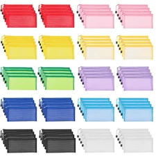 80 Pack Mesh Zipper Pouch, Pouch Bulk in 10 Colors, Multipurpose Storage Bags...