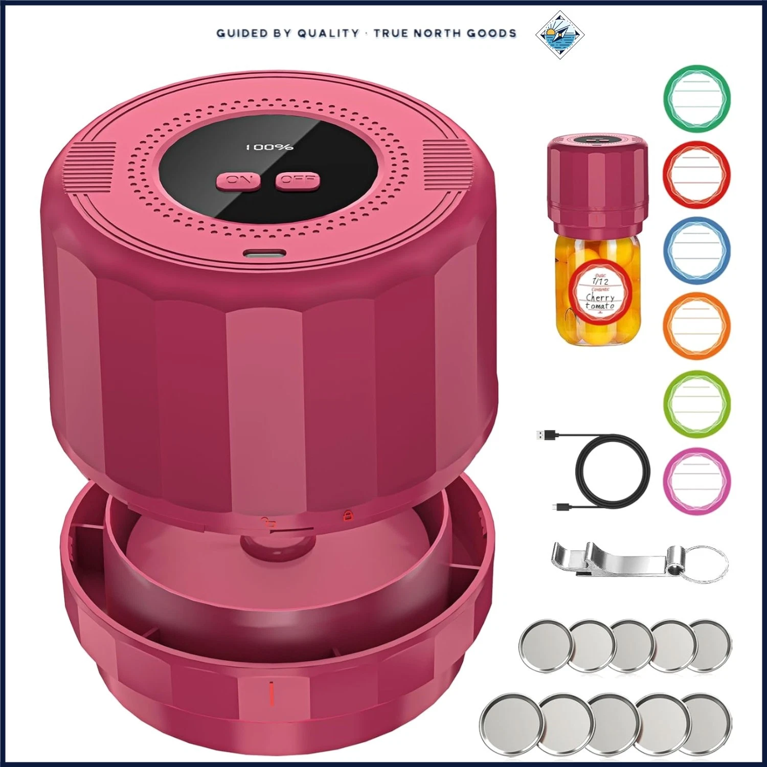 Battery Powered Mason Jar Vacuum Sealer with Accessories for Airtight Sealing