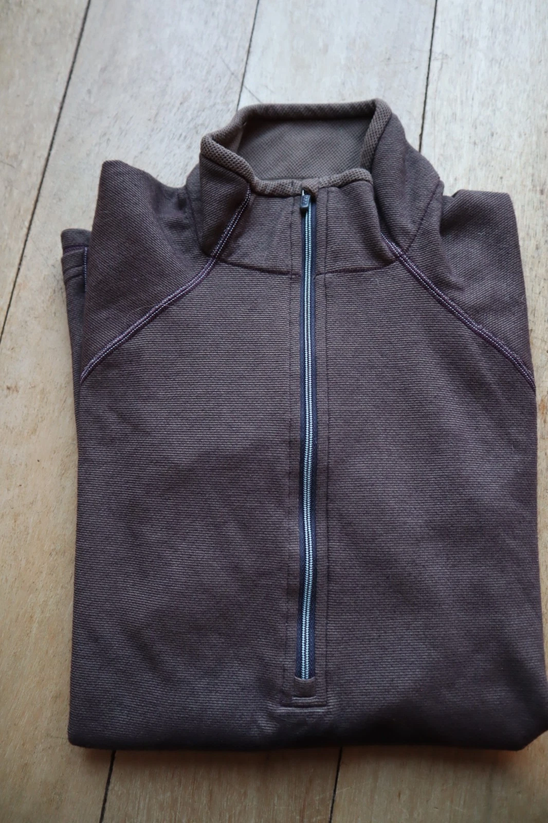 Brown PATAGONIA Performance Base Layer Zip Neck Capilene Shirt Large