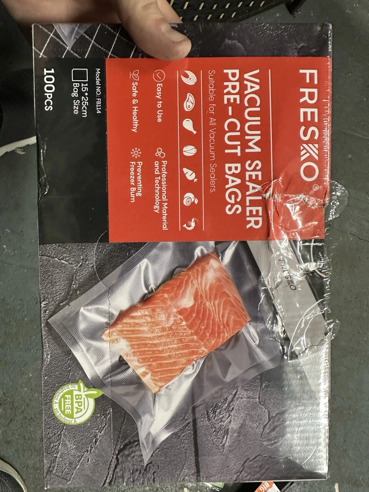 FRESKO Vacuum Sealer Bags 15x25cm 100 Count,Textured 15*25CM/100PCS