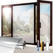 Window Privacy Film One Way Daytime Privacy Static Cling, Mirror Vinyl Roll H...
