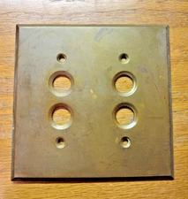 Bryant Double Push Button Solid Brass 2 Gang Switch Plate Wall Box Cover Antique