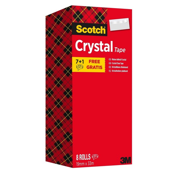 Scotch Crystal Klebeband, Transparent, Vorteilspack, 8 Rollen, 19Mm X 33M - Allz-image
