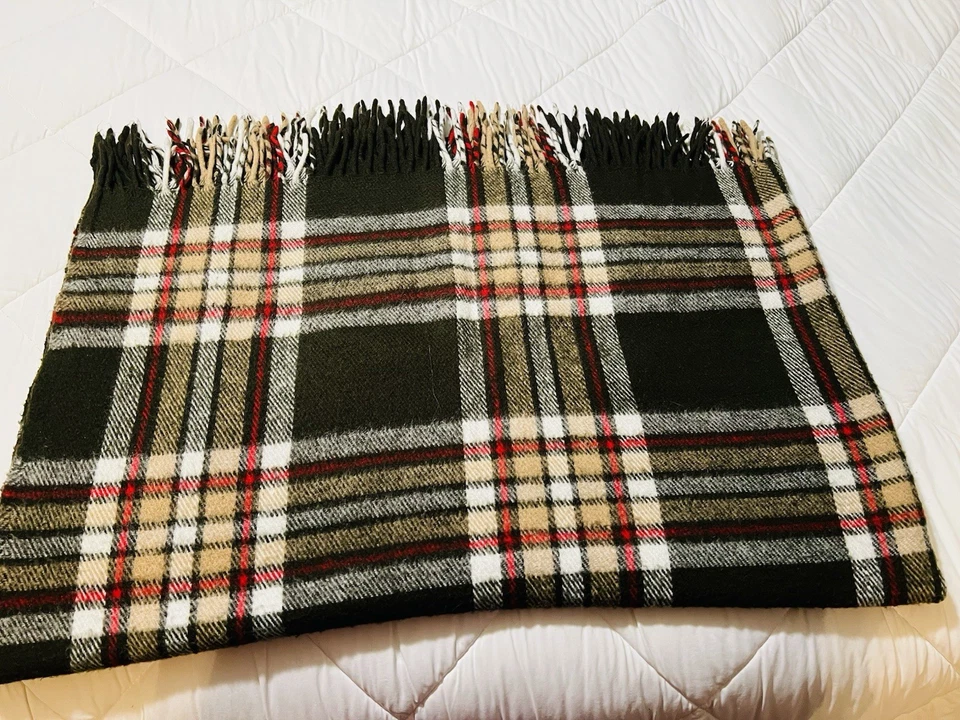 FARIBO Faribault Woolen Mills Wool Blanket Brown Plaid Stadium Throw Vintage - Image 4 of 4