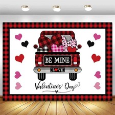 7x5ft Happy Valentine's Day Backdrop Red Love Heart Trunk Photo One Size, red