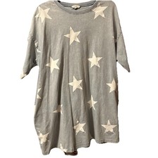Easel LA Size M Tunic Dress with Pockets Short Sleeve Blue With White Stars