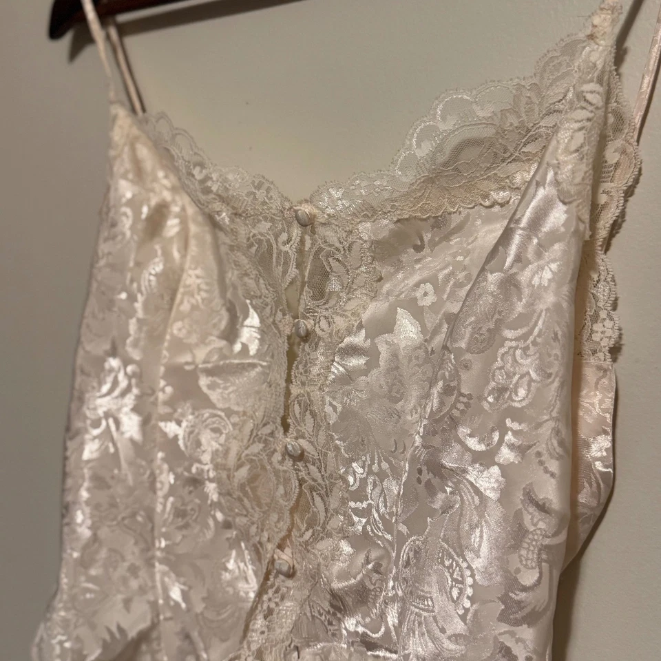 VTG 90s Victoria's Secret Satin Lace Floral Cami Tank Top Camisole - Image 2 of 4