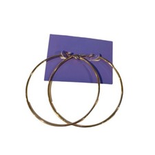 Goldtone Large Hoop Earrings 3.25" Leverback Pierced Latchback New