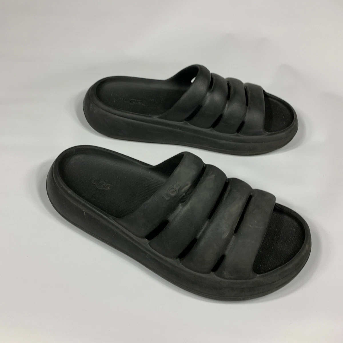 MENS SIZE 8 BLACK UGG SPORT YEAH LOGO SLIDE SANDALS | eBay display picture 1