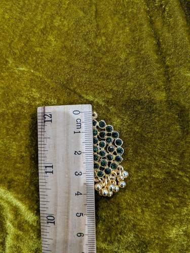 1 BIG GREEN GOLD CRYSTAL BEADS FANCY DRESS BUTTON/TESSEL DRESS BUTTON SEWING - Picture 12 of 12