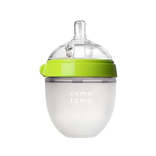 Comotomo Green Pink Clear Baby Feeding Bottles Lot of Two (2)
