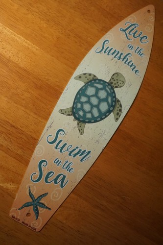 Sea Turtle Starfish Tiki Bar Surfboard Sign Surfing Coastal Beach Home Decor NEW - Picture 4 of 6