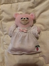 Vintage Fisher Price Briarberry Baby Anna Bear Plush Stuffed Animal Pink 1999