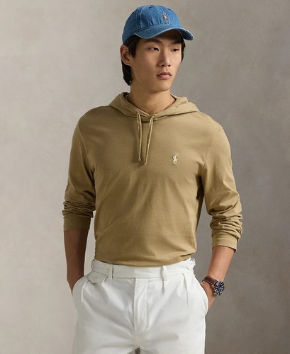 Neu mit Etikett - Polo Ralph Lauren Herren Baumwolljersey Kapuzen-T-Shirt, Cafe hellbraun Gr. L - $ 69 - Bild 3 von 6