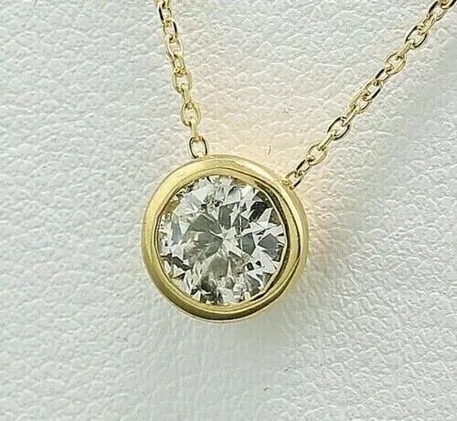 1.30Ct Round Simulated Diamond Solitaire Pendant in 14K Gold Plate
