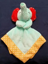 Fisher Price ELEPHANT Baby Security Blanket Lovey Blue Yellow Polka Dots 12"
