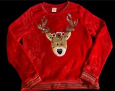 Kids Youth Cute Christmas Reindeer Fleece Long Sleeve Christmas Size XL 14-16