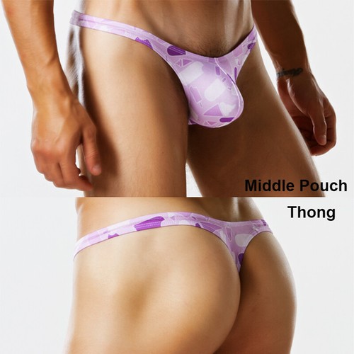 Men Sexy Bikinis Purple Ice Cream Low Waist Swimwear Briefs Thong Bathing Suits - Picture 18 of 27