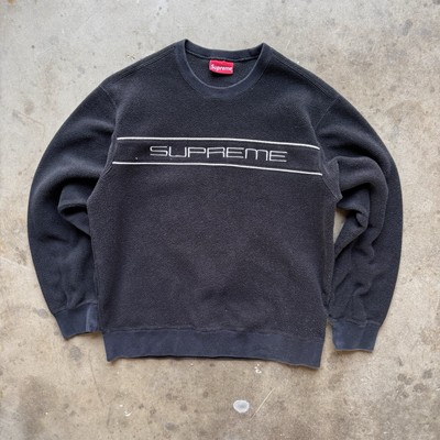 Supreme Polartec Crewneck Sweatshirt Size Medium Black FW19 Mens  