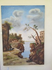 GRANDE DIMENSIONE. DIPINTO AD OLIO SU TELA PAESAGGIO ANNI 60. CM 137,5(H)X98(L)