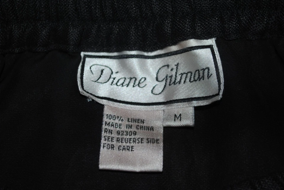 Maxi falda recta de lino negra forrada de seda con abertura lateral Diane Gilman para mujer M Foto 4 de 4