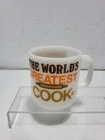 Vintage Milk Glass Mug The World's Greatest Cook Coffee Cup Number 1 Cook MCM