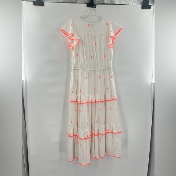 J. Crew boho prairie white lace dress with orange… - image 8
