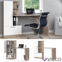 Arbeitstisch Schreibtisch BüRotisch Tomy Sonoma Weiß 150X120 Modern Vicco