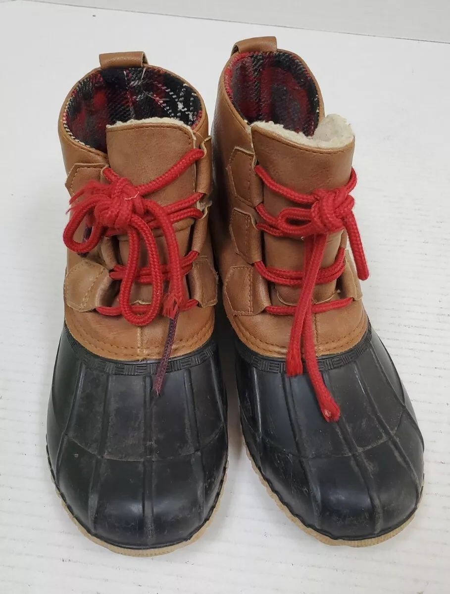 Magellan Women s Size 6M Duck Boots Ankle Brown Black Red Lace Up