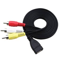 1.5m USB A Female to 3 RCA Phono AV Cable Lead PC TV Aux Audio Video Adapter