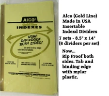INDEX DIVIDERS - ALCO - GOLD LINE  7 SETS OF 8 DIVIDERS