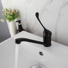 Medical Black Long Handle Single Hole Faucet - Arm Touch Wash Mixer Tap for Sink
