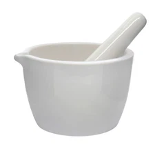 Porcelain Mortar & Pestle Set, 13.5oz - Unglazed Grinding Surface - Eisco Labs