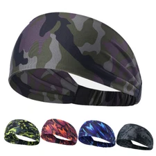 Mens Women Sweat Headband Sweatband Yoga Gym Running Stretch Sports Head Band US