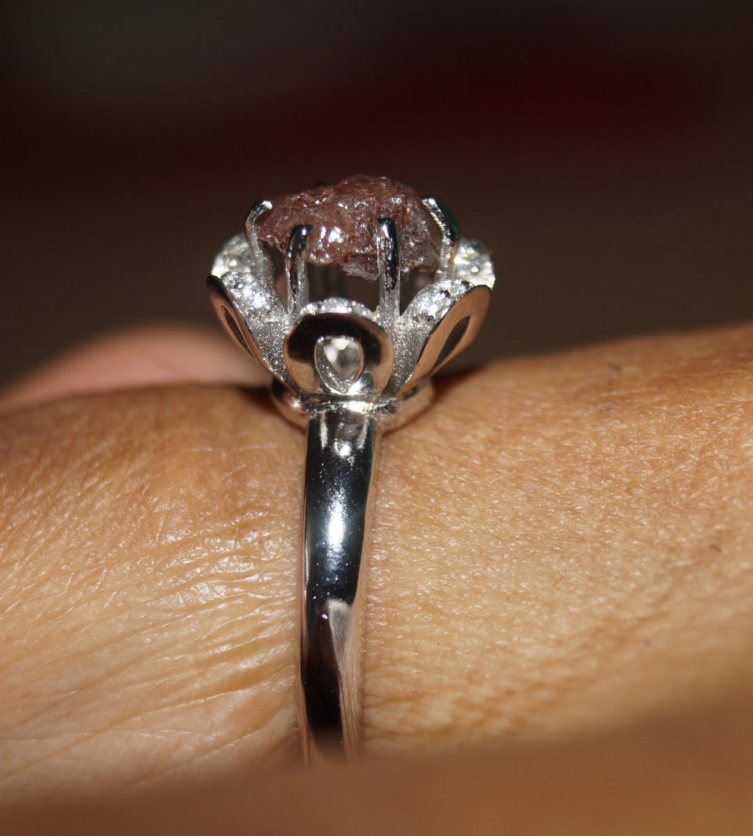 Natural red deals diamond ring