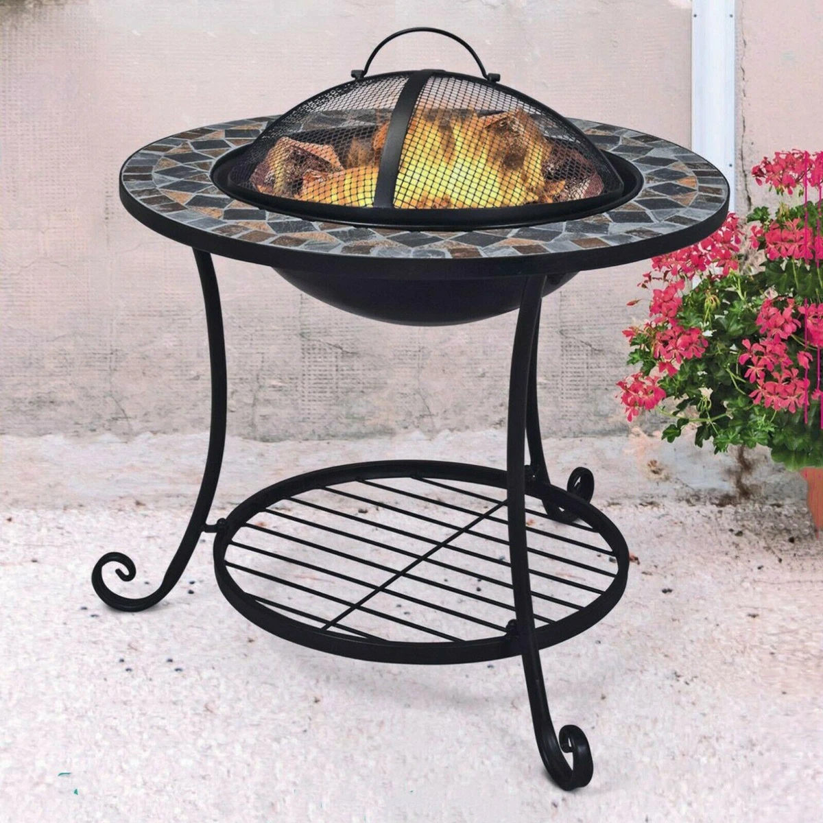 Round mosaic fire pit deals