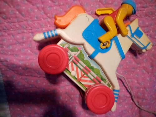 Vintage 1960’s Chicco Derby Race Horse w/Jockey Plastic--Pull Toy - Picture 5 of 7