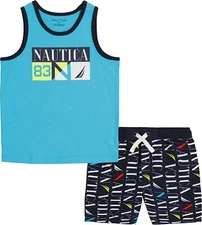 Nautica Sets (KHQ) Boys 2pc Blue Atoll Tank and Short Set Size 4, 5, 6, 7