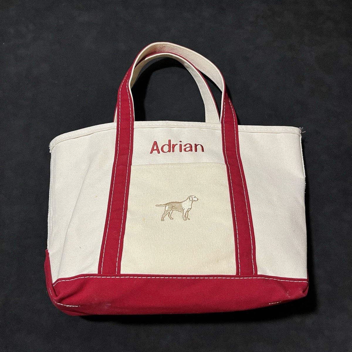 LL Bean Red Handles Boat and Tote Bag Dog 1980s USA Labrador