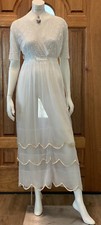 ATQ Vintage 1920  s 1930  s Art Deco Lace Sheer Tiered Embroidered Filet Dress