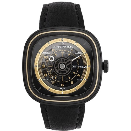 SevenFriday Unisex Watch T-Series Automatic Skeleton Dial Black Strap T2-06