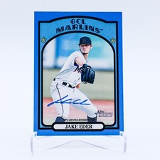 2021 Topps Heritage Minors Jake Eder Auto Black and Blue Border /25 #ROA-JE