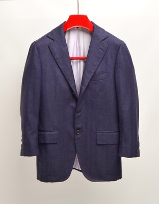Luigi Borrelli Bespoke Herringbone Cashmere/Wool EU 44S UK 34S Blazer Jacket