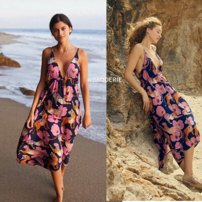 Anthropologie Claire Colin Wildlife Midi Dress size L new nwt