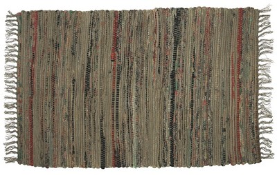 Sturbridge 2 x 3 Ft Country Rag Rug in Khaki,  100% Cotton, Hand Woven