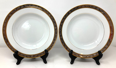 Philippe Deshoulieres Orleans Rim Soup Bowls Limoges France 8 3/4'' Set of 2 Mint