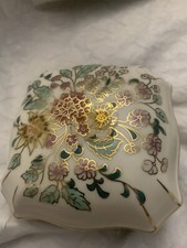 Vintage Zsolnay Hungary porcelain hand painted floral keepsake jewelry box