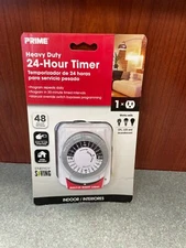 Prime Heavy Duty 24 HR Indoor Programmable Timer 2 Outlets w Nightlight