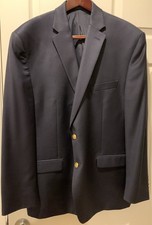 Lauren Ralph Lauren Wool Blazer Jacket Navy Blue Gold Toned Buttons Men's 46R