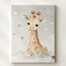 Baby Giraffe On Cloud Canvasdreamy Nighttime Wall Art